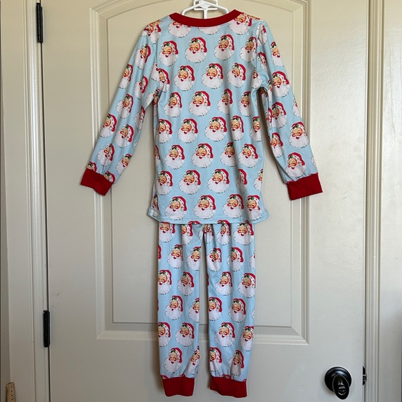 Sz5-6 Blue Knit Santa Pajamas - Picture 3 of 6